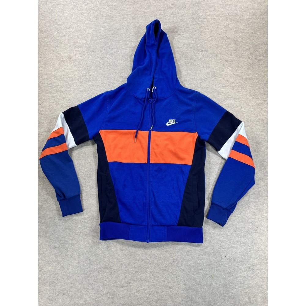 Nike Sportswear Hoodie Boys Small Multicolor Colorblock Cotton Logo Full Zip